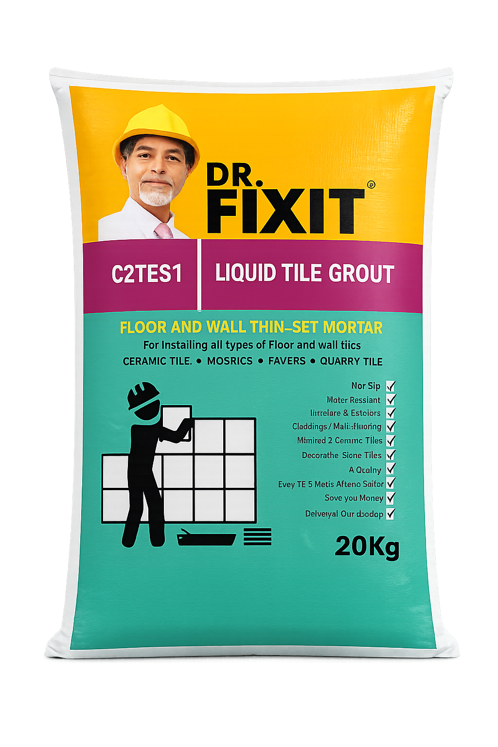Dr. Fixit Liquid Tile Grout 20kg pack